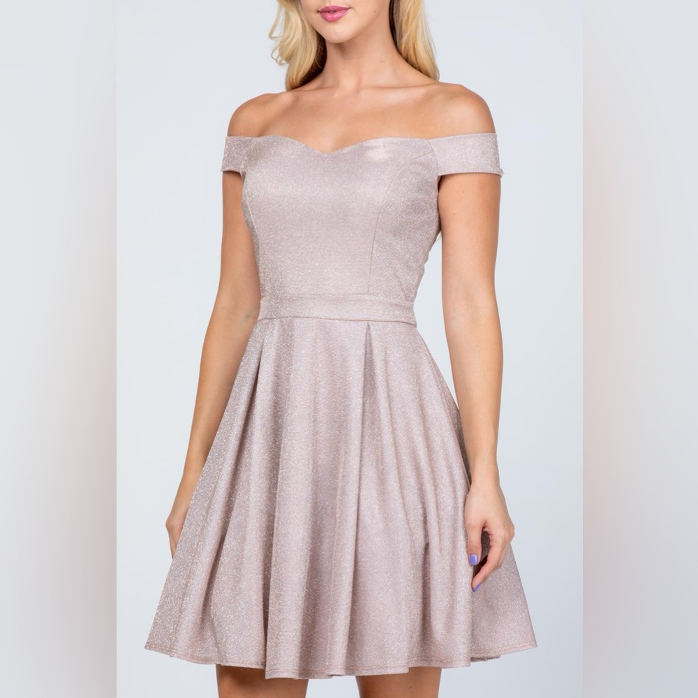 La Scala Rose Pink Holographic/Sparkly Dress Small